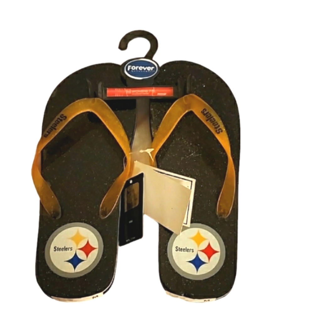 NWT Women's Pittsburgh Steelers Thong Slides/Flip Flops size M 7-8